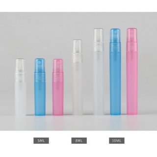 10ml PPポンプ付き小分けスプレーボトル　透明･青色・ピンク